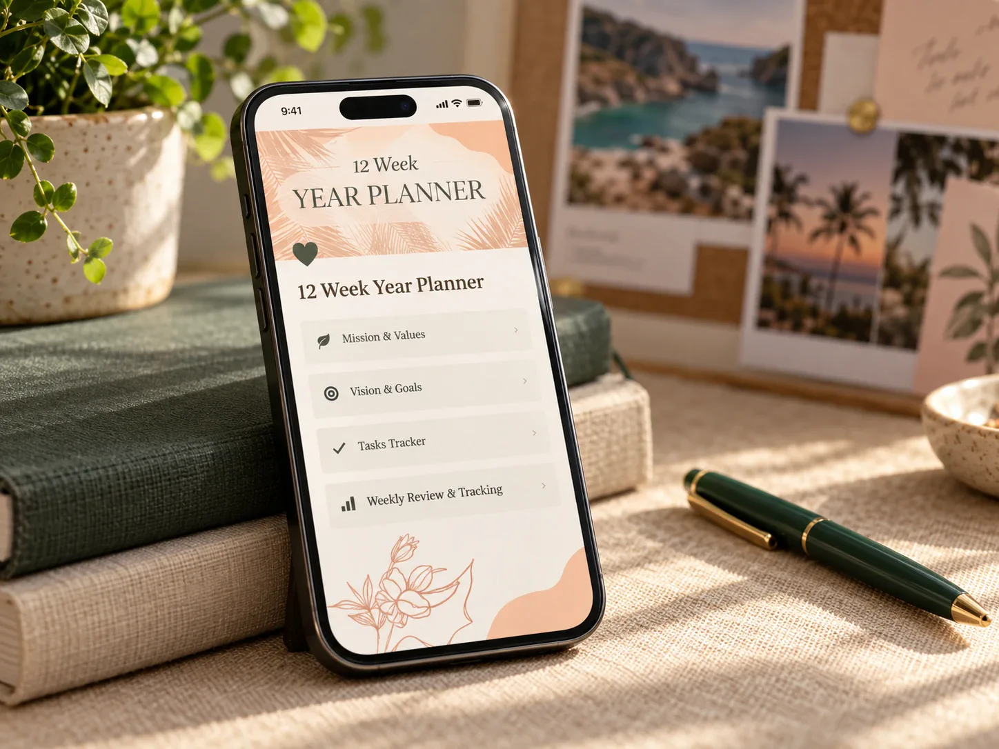 12 Week Year planner dashboard displayed on a phone